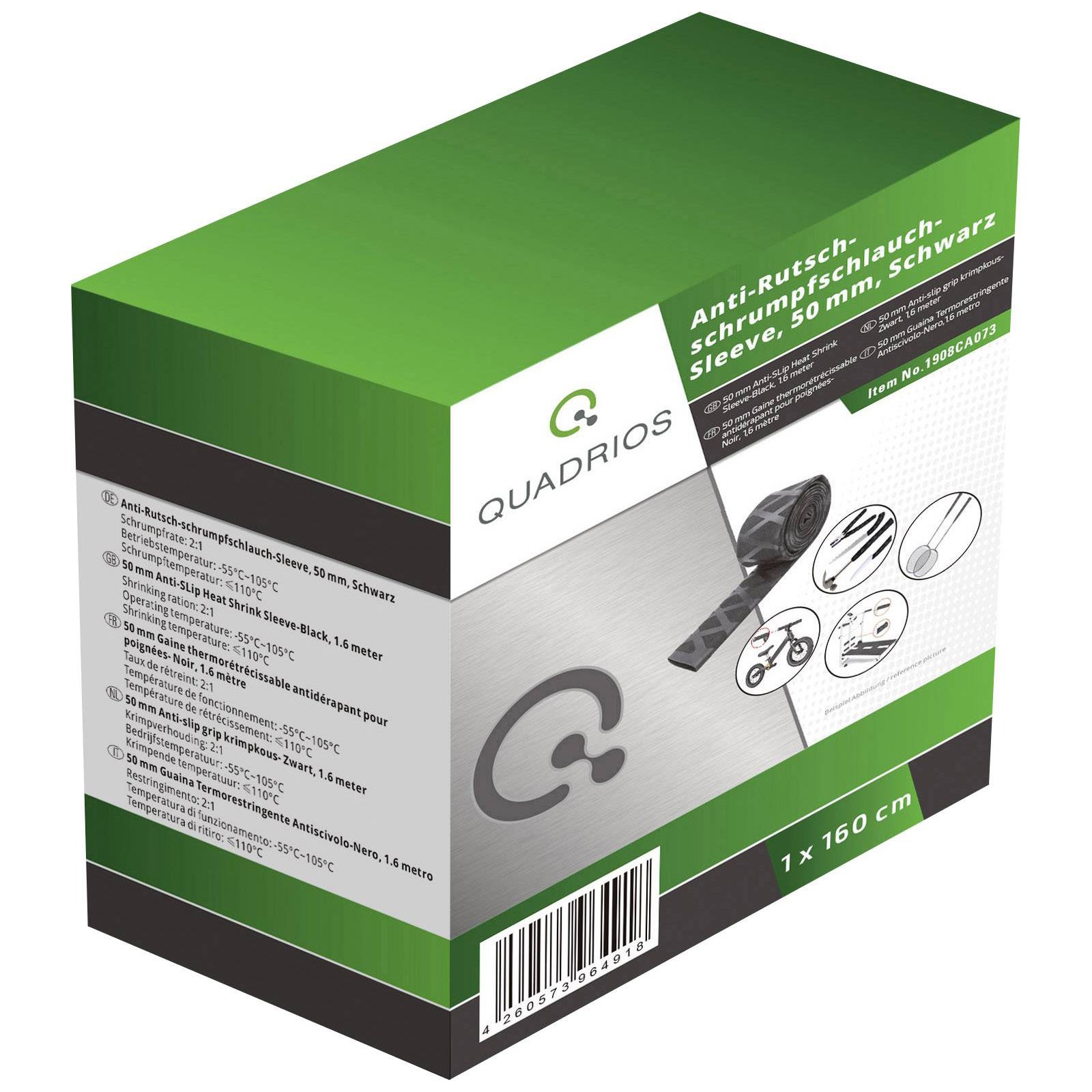 Quadrios Heatshrink Tubing Black 50mm 25mm 1.6m 2:1 Ratio