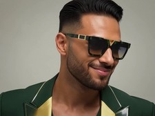 Men Sunglasses Green Marble Frame Square Shades Male Elegant Sophisticated Style