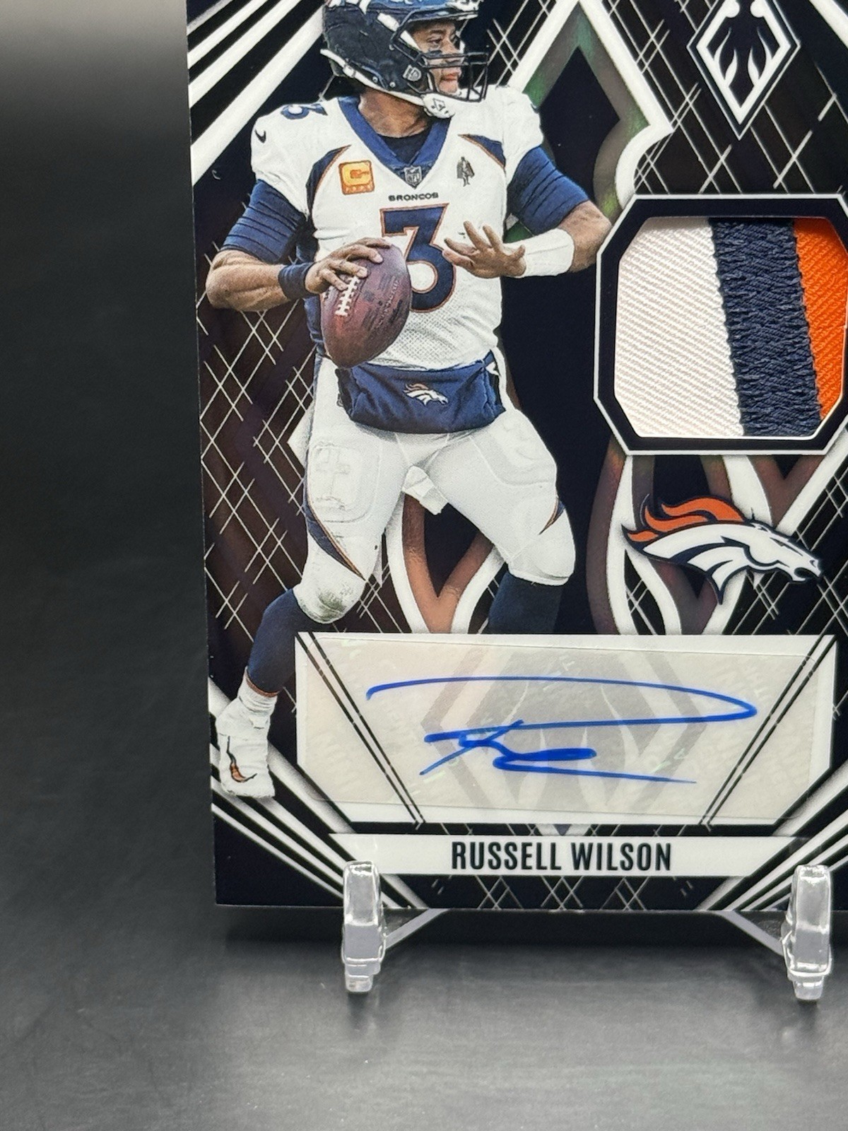 2023 Panini Phoenix Patch Auto Black Prizm RUSSELL WILSON 5/10 NY GIANTS 🔥 view 4