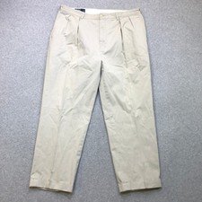 Vintage Polo Ralph Lauren Andrew Pants Men's 40x29 Beige Pleated Preppy Cotton