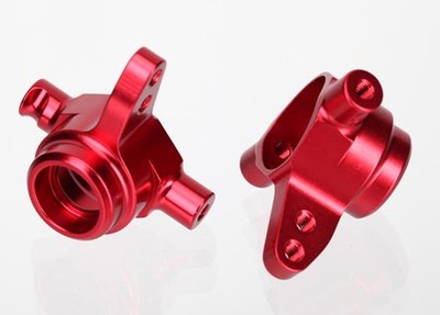 Traxxas 1/10 Rustler 4x4 VXL * Left & Right Aluminum Steering Blocks, Red