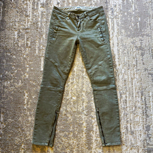PAIGE Women’s Green Denim Skinny Jeans Slim Fit Mid Rise Zipper 5-Pocket