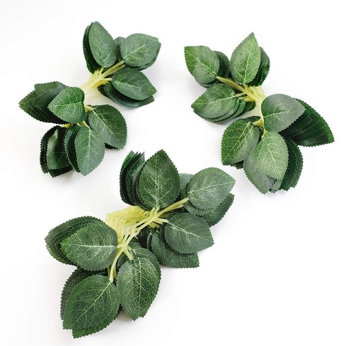 Artificial Green Leaves 35pcs Bulk Silk Greenery Fake Rose Flower Leaves for