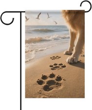 Dog Paw Print Welcome Garden Flag 12x18 Double Sided