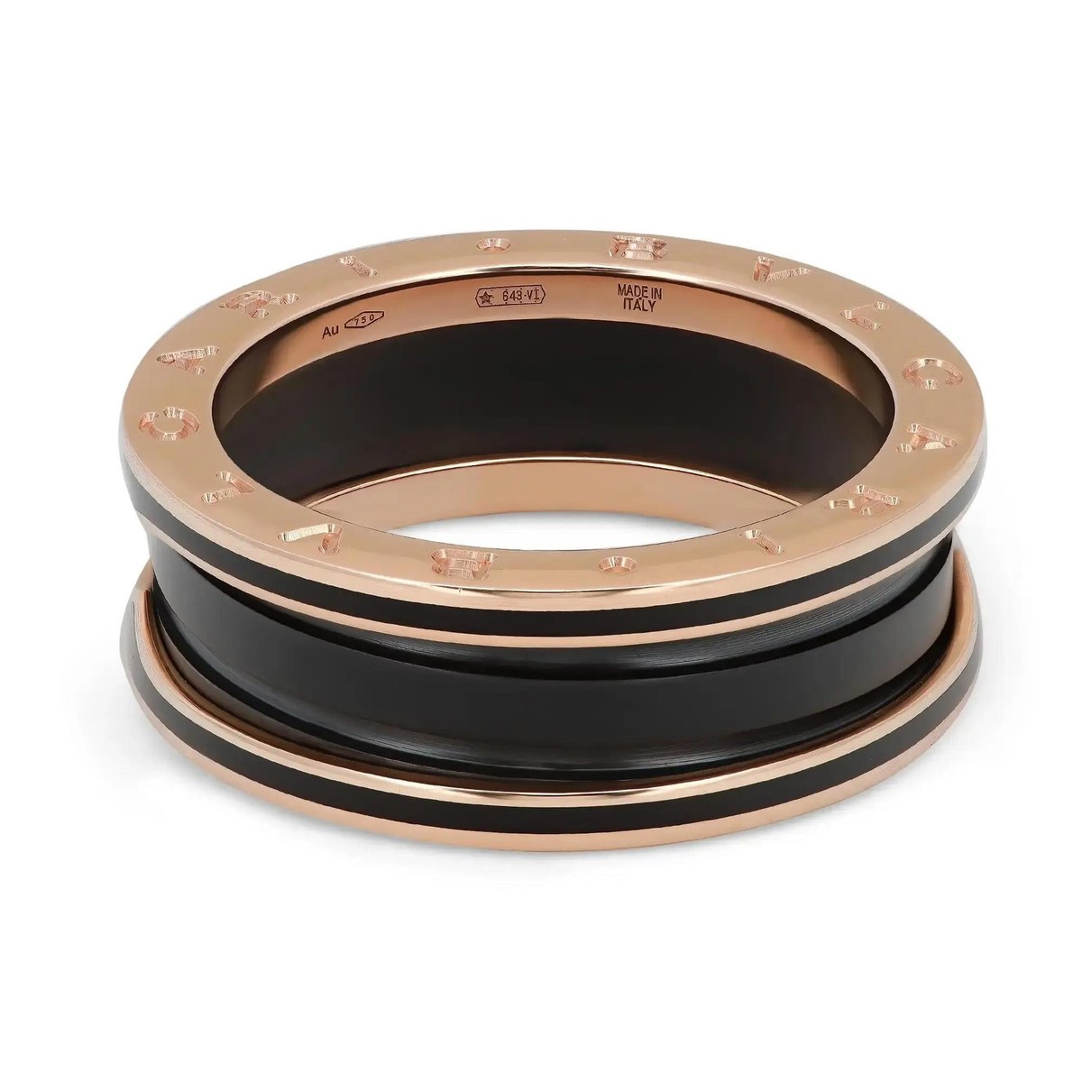 【保証書付/日本正規直営店購入】BVLGARI B.zero1 ブラックダイヤル Bvlgari B.Zero1 Two Band Matt Black Ceramic Ring 18K Rose Gold