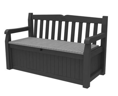 Keter Solana 70 Gallon Storage Bench Deck Box 54.6x23.4x32.8 inches, Graphite 