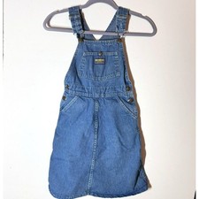 Vintage Osh Kosh Denim Jumper Dress Sz 6 READ Bib Overall Made USA 31" Long