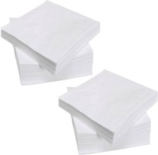 200 Count Napkins 2 Ply Plain White Beverage Napkins Disposable Four Fold