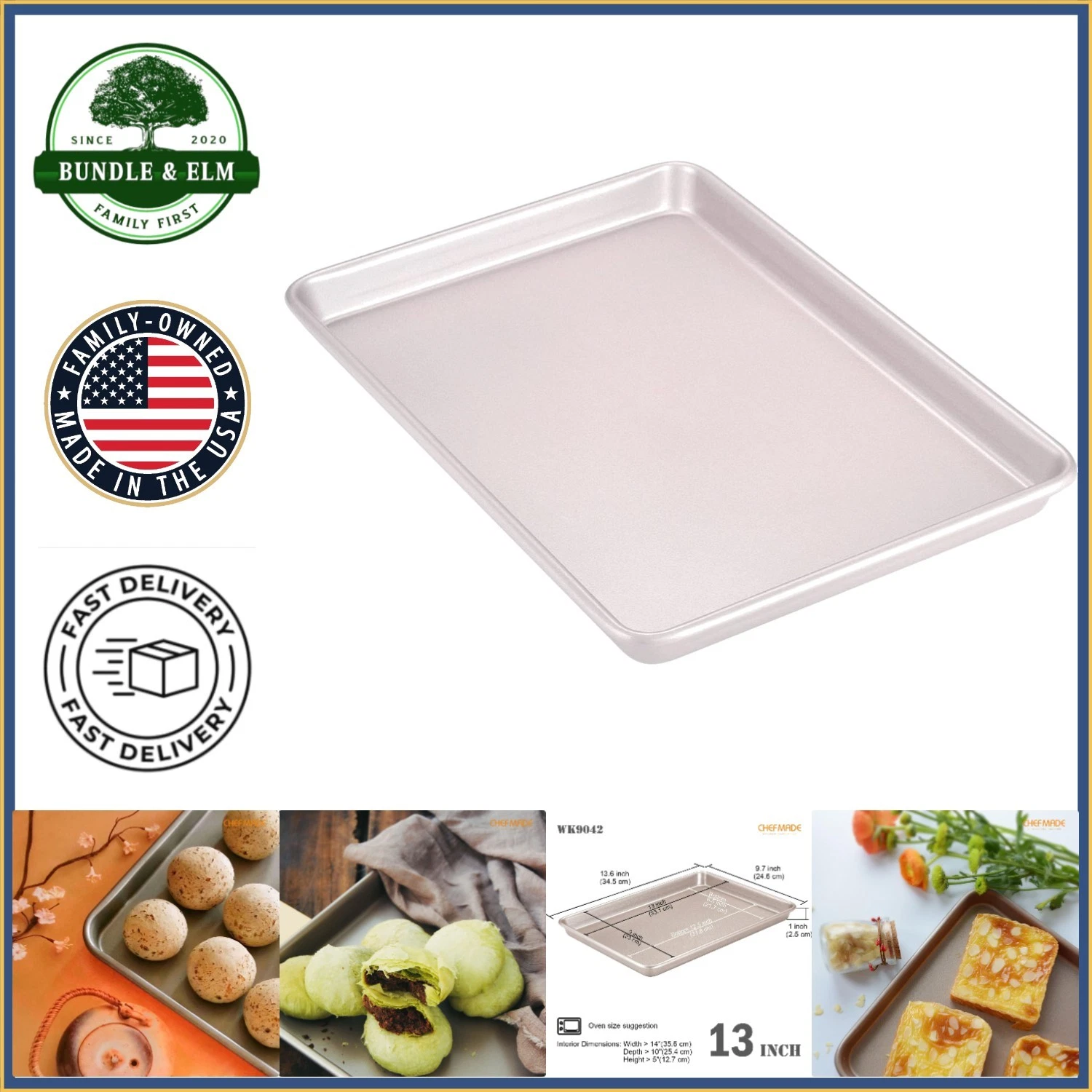 Easy-Clean 13-Inch Non-Stick Baking Pan for Oven Use and Versatile Cooking