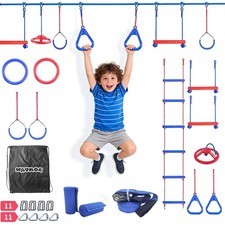 50FT Slackline Kit with 10 Accessories Ninja Warrior Obstacle Course for Kids...