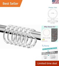 12 PCS Clear Plastic Shower Curtain Rings, Easy Snap Closure Shower Curtain H...
