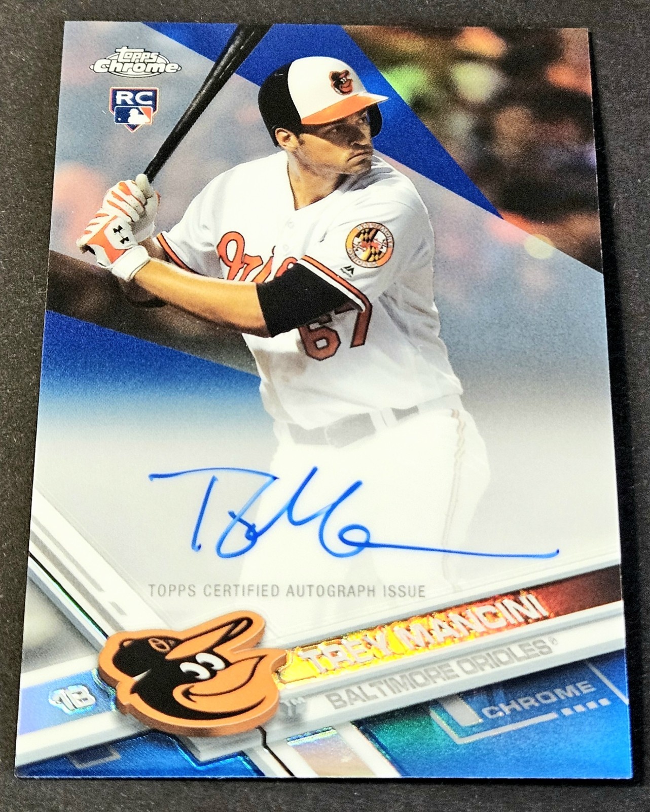 2017 Topps Chrome Blue /150 Rookie Auto Trey Mancini Refractor RC #RA-TM 