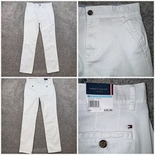 Tommy Hilfiger Chino Pants Boys 20 Fresh White Cotton Stretch T857000-100 NEW