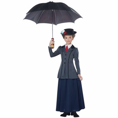 Englisches Nanny Poppins viktorianisches magisches Dienstmädchen Buchwoche Kinder Mädchen Kostüm