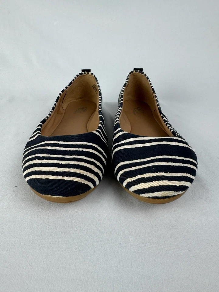 Zapatos planos sin cordones Easy Spirit textiles a rayas azules y blancas talla 7 informales cómodos Foto 3 de 4