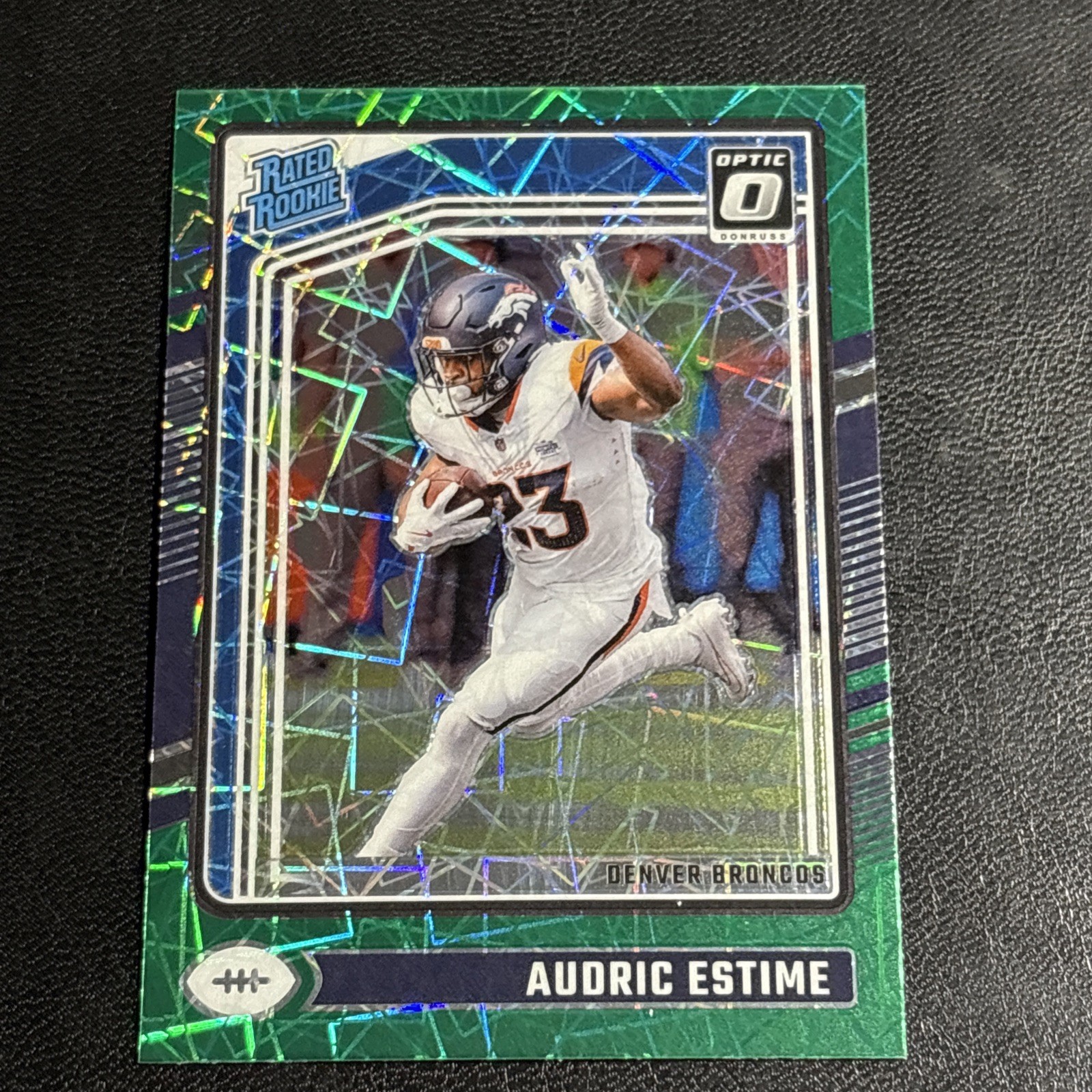Audric Estime ~ 2024 Donruss Optic ~ Rated Rookie Green Velocity Prizm #206