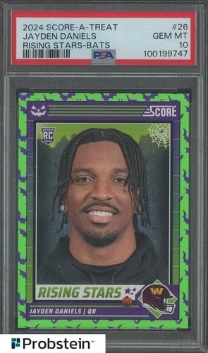 #1 2024 Score-A-Treat Rising Stars Bats #26 Jayden Daniels RC Rookie PSA 10