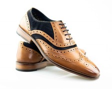 Mens Leather Smart Office Oxford Lace Up Casual Brogues Formal Work Shoes Size