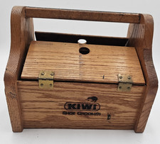 Vintage Kiwi Shoe Groomer Wooden Shine Box Kit Wood Shoe Care Valet Box