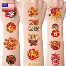 Chinese New Year Temporary Tattoos, 240 Pcs Lunar New Year Tattoo Stickers, 2026