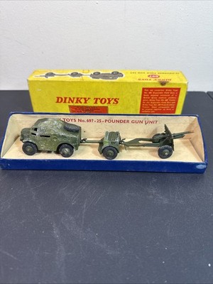 Vintage Dinky Toys 697 25 Pounder Field Gun Set Diecast w Box Meccano
