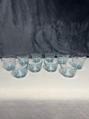 VTG Jeanette Waterfall Icy Pale Blue Drapery 6 Low Ball And 4 Sherbet Glasses ￼