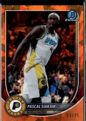 Pascal Siakam 2025 Bowman Chrome Sapphire Orange Refractor 3/25 Indiana Pacers