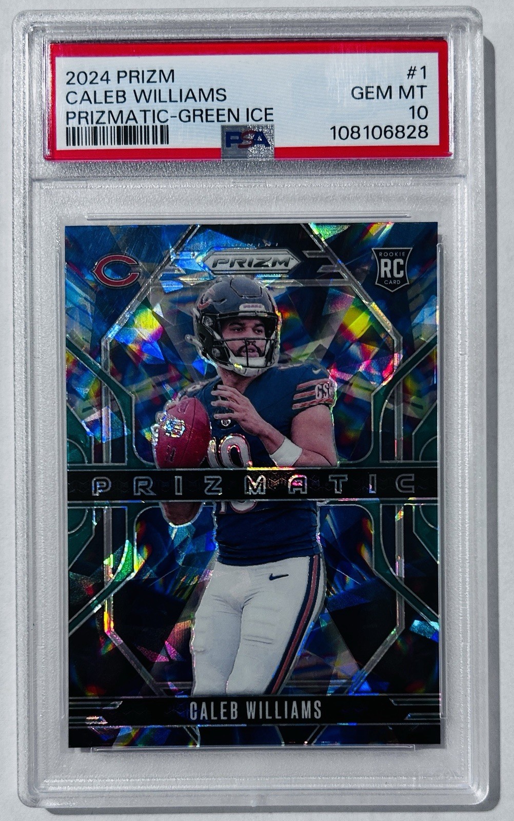 Caleb Williams Panini Prizm Prizmatic #1 Green Ice