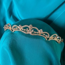 crystal rhinestone bridal  golden tiara