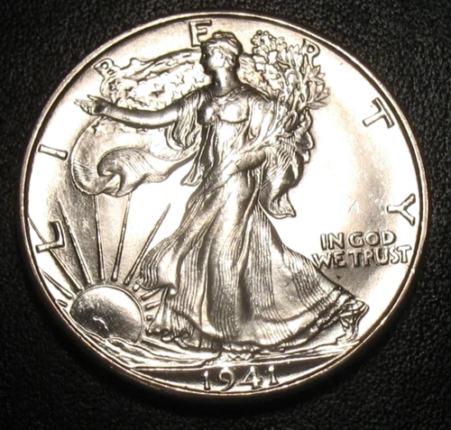 OLD US COINS 1941 D BU UNC WALKING LIBERTY SILVER HALF DOLLAR FIFTY CENT 50C