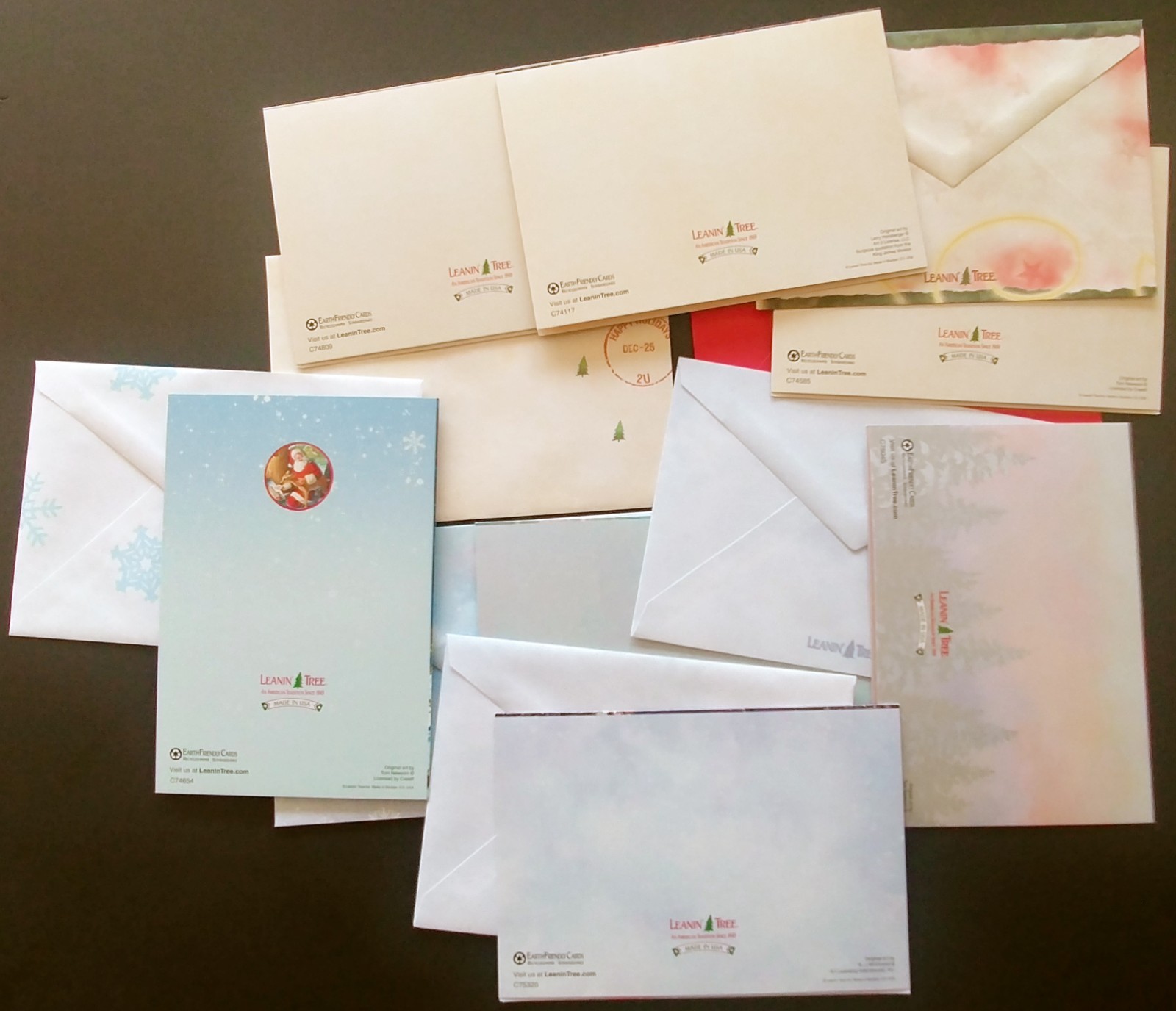 "Moments With Santa" (7) Leanin Tree Christmas, New Yr Cards, With (7) Envelopes