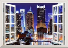 Peelable Window-View Wall Poster: Times Square Night, New York (A1)