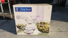 Anchor Hocking Vintage Savannah Clear Glass Floral 5 Piece Salad Bowl Set