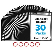 Dry Erase Pockets 30 Pack with Rings, Oversized Reusable Plastic Sleeves Tick...