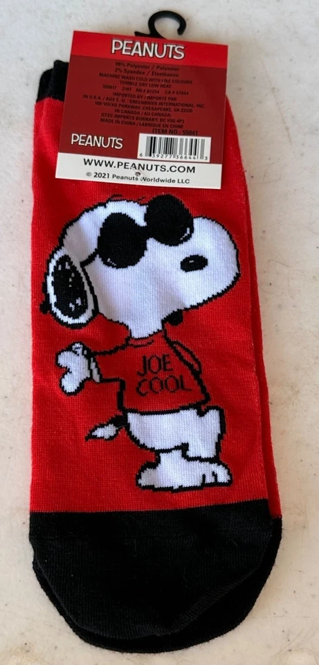 Peanuts Snoopy Joe Cool 红色白色无展示袜女式 9-11 码(全新) — 第 2/4 张图片