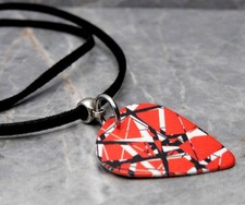 Eddie Van Halen Frankenstrat Guitar Pick Necklace with Black Sueded Cord