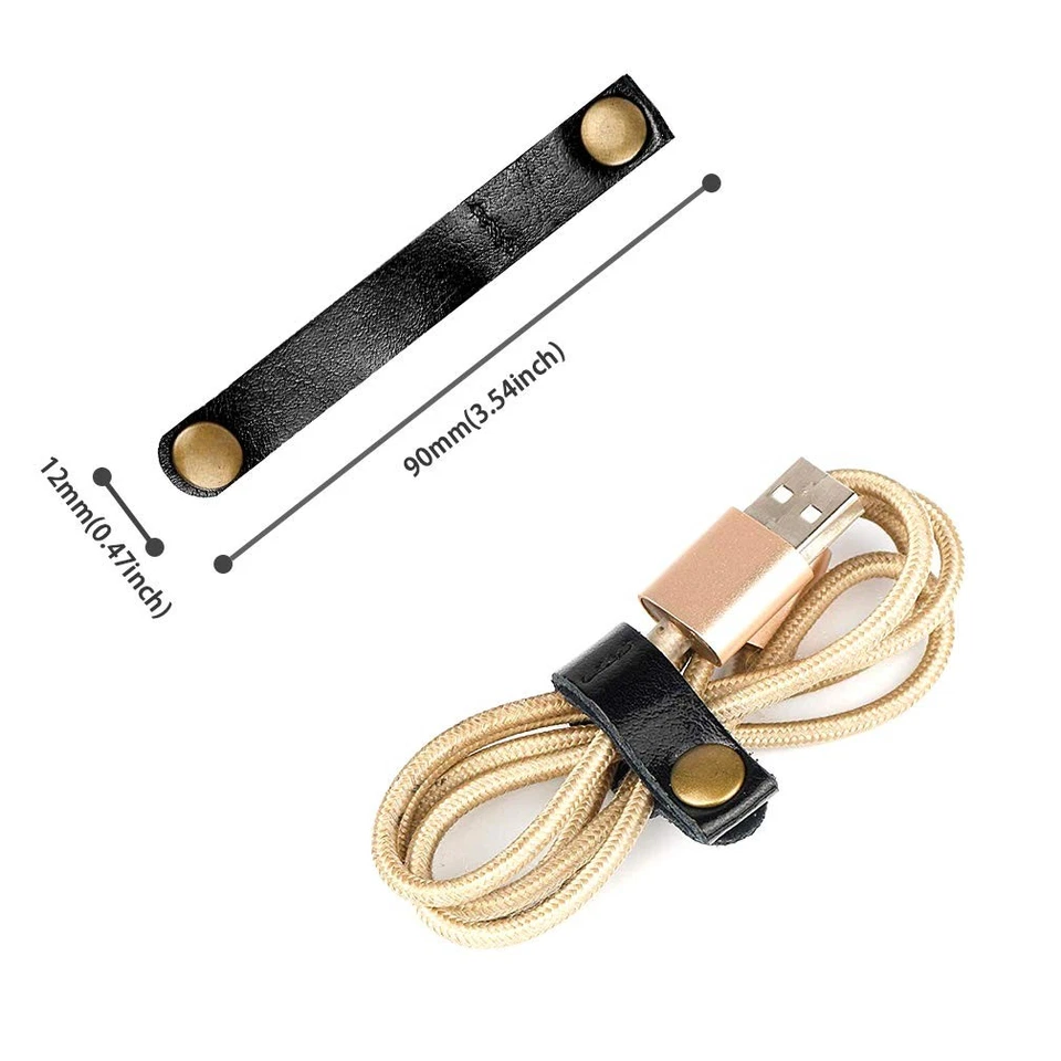 24 Pcs Leather Cable Straps Multi Color Handmade Leather Cord Organizer Porta... - Image 3 of 4