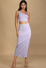 LULUS Spice Things Up Lavender Ribbed One-Shoulder Cutout Midi Dress XL