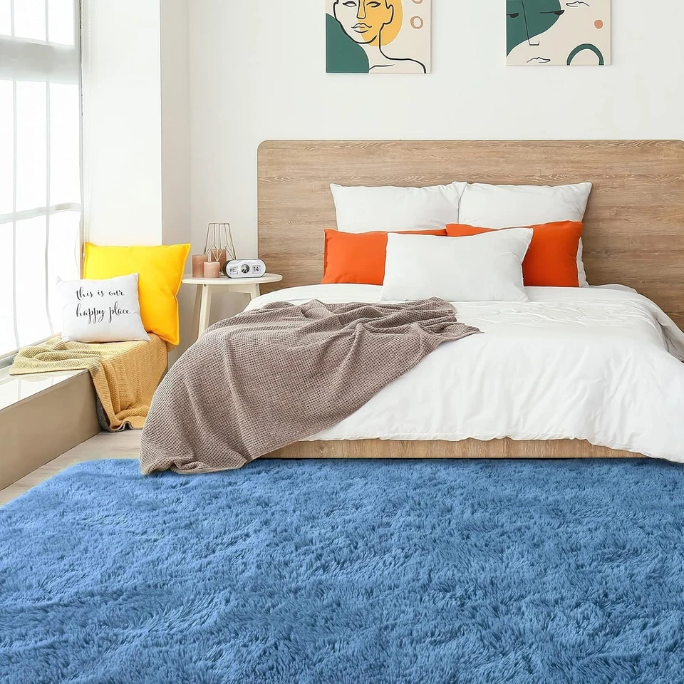 Elegant Cobalt Blue Shag Area Rug 5.3x7.5 Feet – Stylish Softness for Any Room - Image 4 of 4