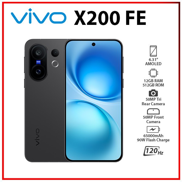 New) VIVO X200 FE 5G 12GB+512GB BLACK Dual SIM Unlocked Android