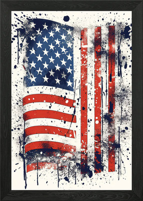 Amerikanische Flagge gerahmtes Wandbild Poster Leinwanddruck Bild