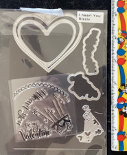 sizzix 5 die and stamp set I heart you lightly used