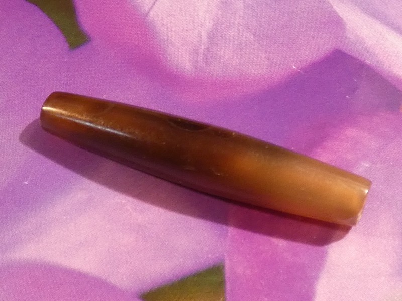 ANCIENT CAMBODIAN BANDED AGATE TUBULAR EYE BEAD 45-9.1 MM LUSTRE
