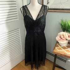 ADRIANNA PAPELL Womens Dress 6 Black Green Mesh Cocktail Whimsigoth Grunge