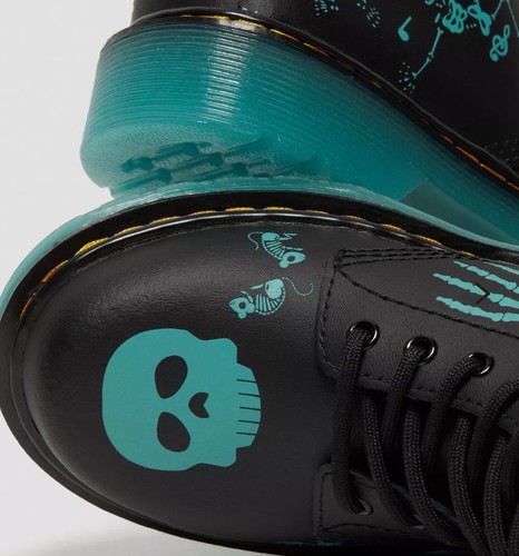 Dr Martens 1460Y Halloween Day Death Skull Black Leather Boots WMS SIZE 7 - Imagen 7 de 11