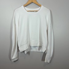 Athleta White High-Low Pullover Sweatshirt Women's Medium Long Sleeve Athleisure