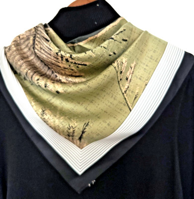 26''X26''Leaves Print Pure Mulberry Twill Silk16momme Double-sided Scarf65x65cm620