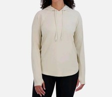 Sage Collective Women  s Ribbed Pullover Hoodie Size Medium Tan
