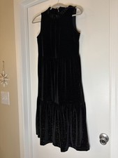 J. Crew Factory Shimmer Velvet Sleeveless Midi Dress Black Sz 4