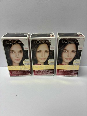 3X L'Oreal Paris Excellence Creme Permanent Hair Color, 3 Natural Black